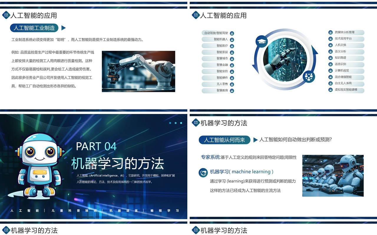蓝色儿童人工智能科普小课堂PPT模板