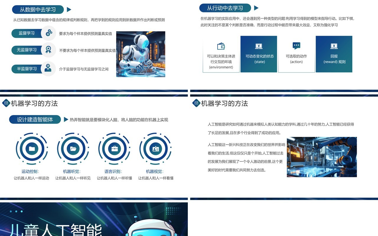 蓝色儿童人工智能科普小课堂PPT模板