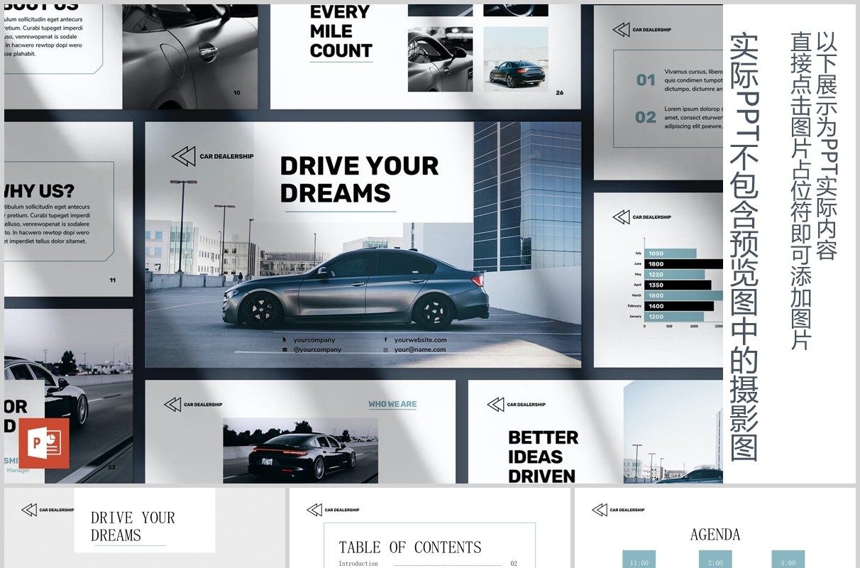 品牌汽车4S经销商代理公司PPT版式模板Car Dealership PowerPoint Presentation Template
