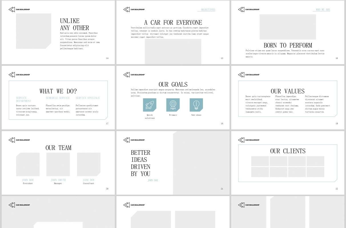 品牌汽车4S经销商代理公司PPT版式模板Car Dealership PowerPoint Presentation Template