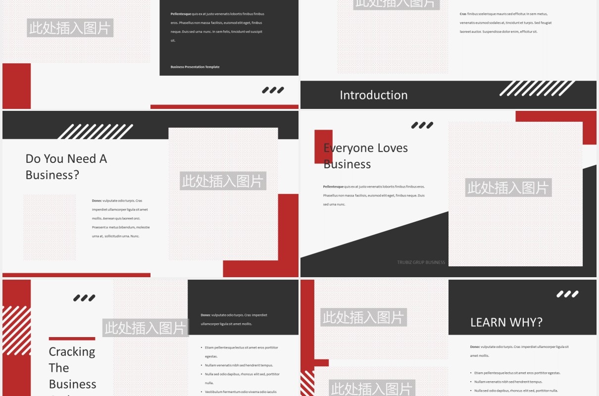 简约商务商业公司介绍图片排版设计PPT模板TRUBIZ - Business Powerpoint Template