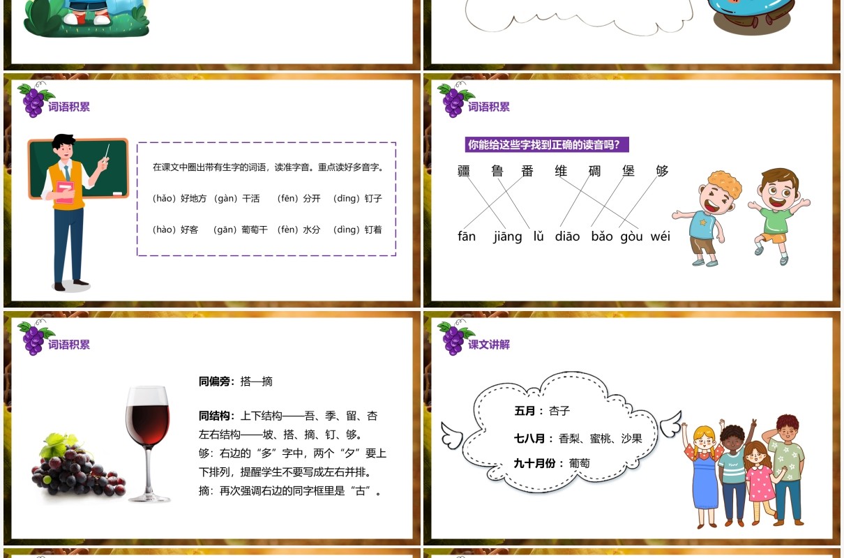 部编版二年级语文上册葡萄沟课件PPT模板