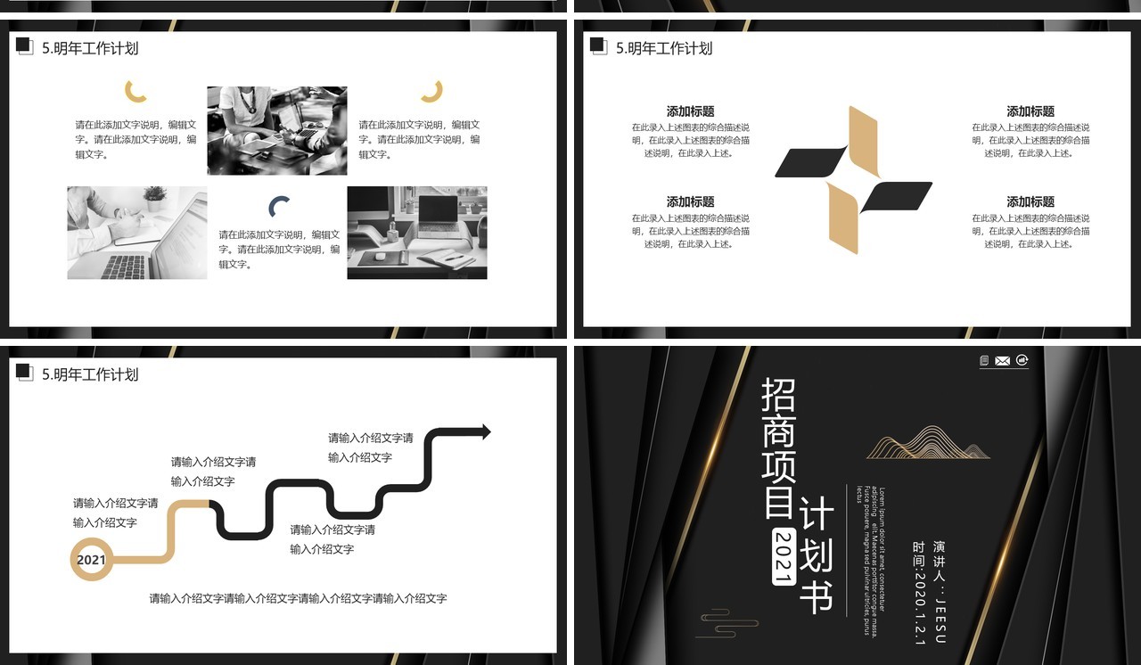 黑金商务项目招商项目计划书PPT模板