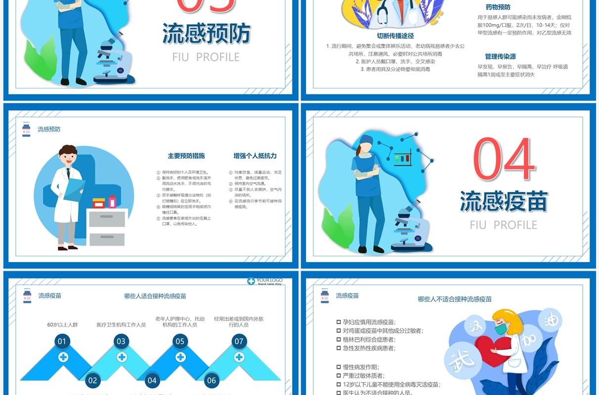简约风流感预防与护理知识PPT模板