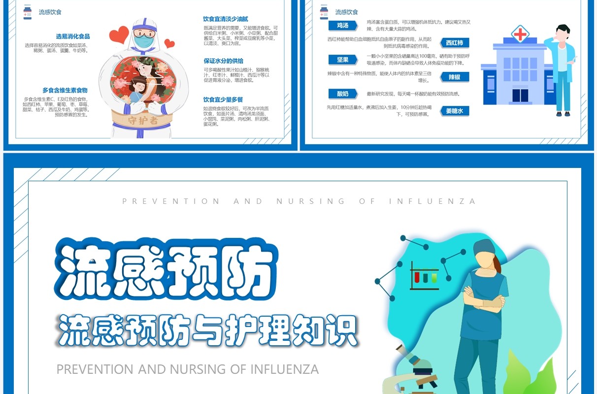 简约风流感预防与护理知识PPT模板
