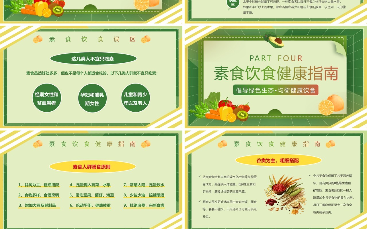 绿色简约风国际素食日PPT模板