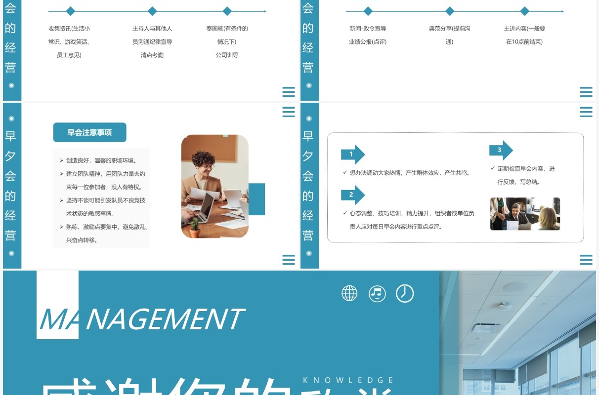 蓝色简约会议管理知识培训PPT模板