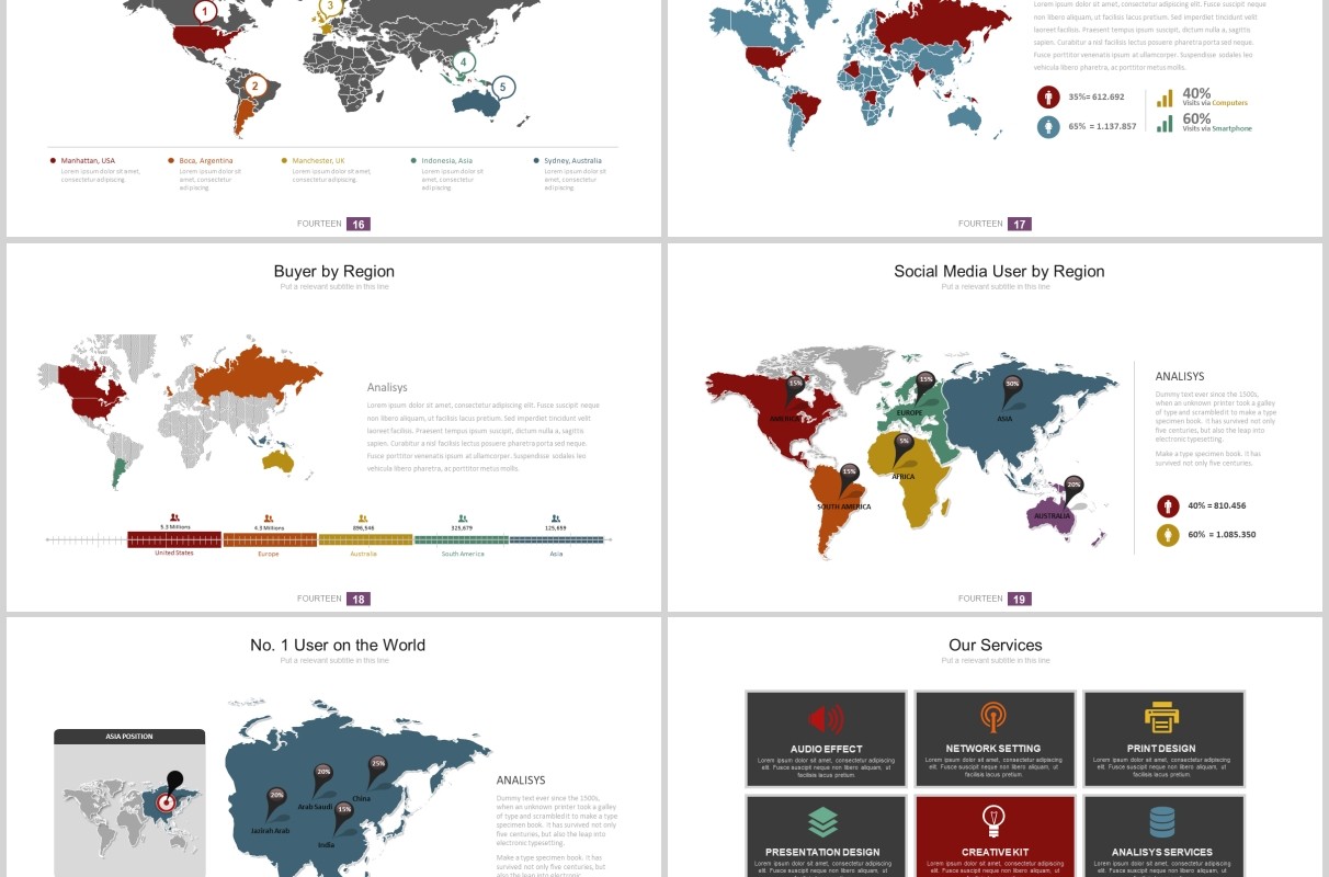 高端公司宣传项目介绍PPT可插图排版设计图表模板Fourteen - Powerpoint Template