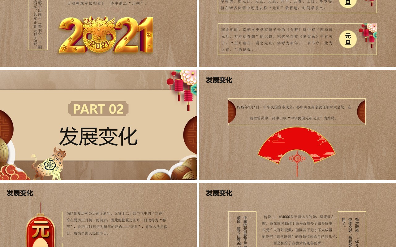 2021元旦快乐节日介绍通用PPT模板