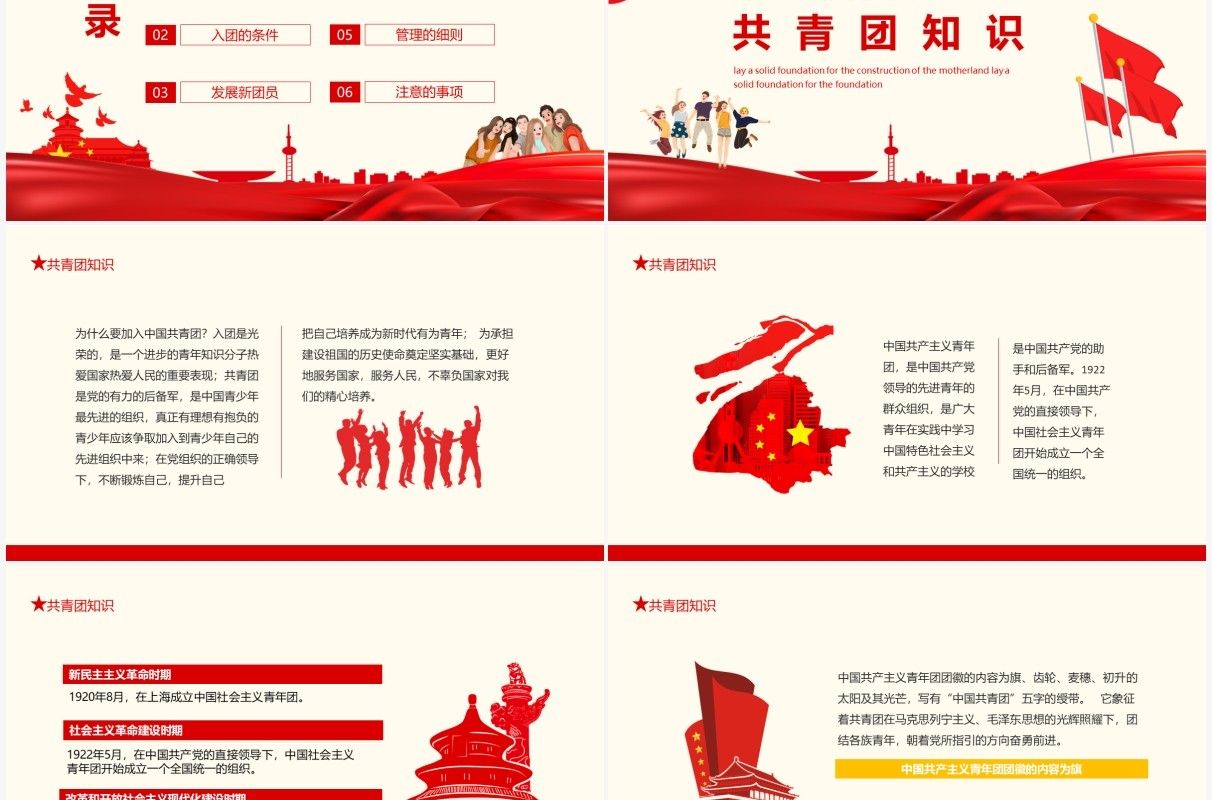 服务国家服务人民建设祖国奠定坚实基础入团积极分子团课动态PPT模板