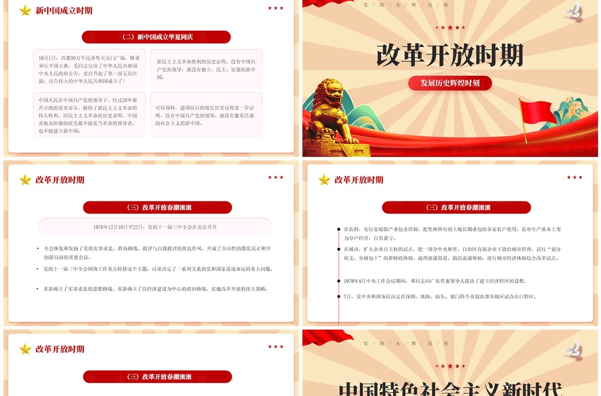 红色党政风中国共产党光辉历程PPT模板