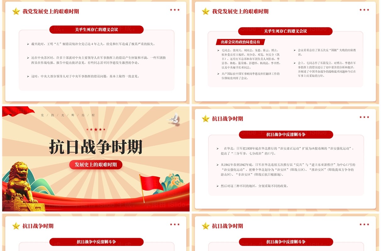红色党政风中国共产党光辉历程PPT模板
