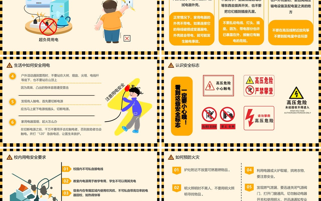 黄色卡通风冬季用电防火安全指南PPT模板