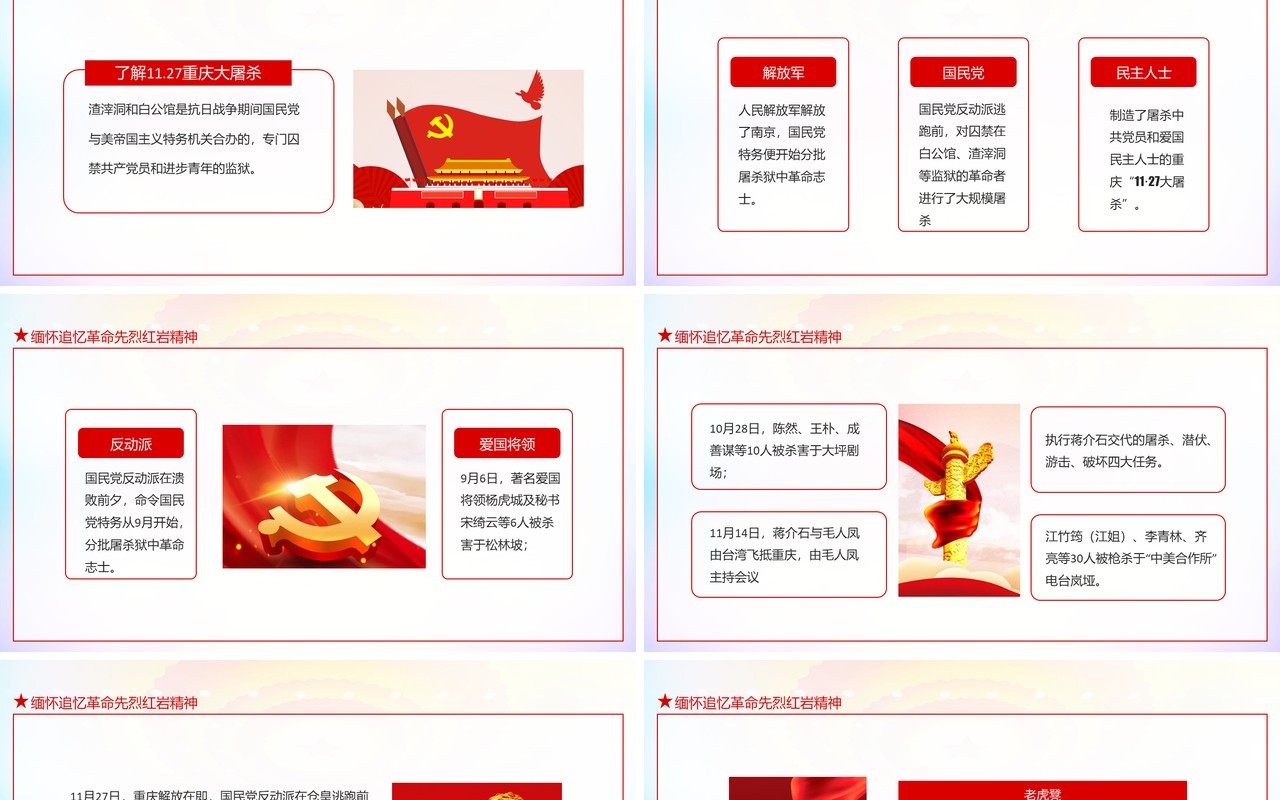 缅怀追忆革命先烈红岩精神动态PPT模板