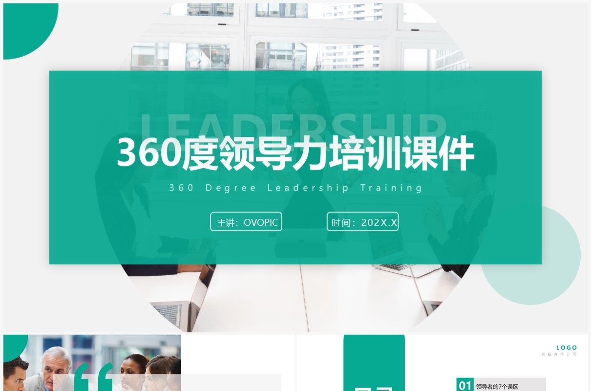 商务风企业360度领导力培训课件PPT模板