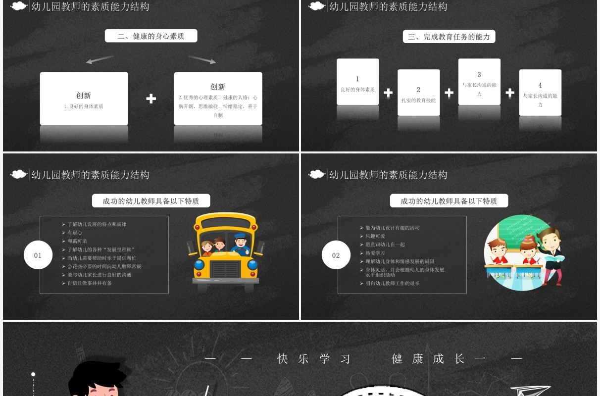 黑色卡通风班级管理教师培训PPT模板
