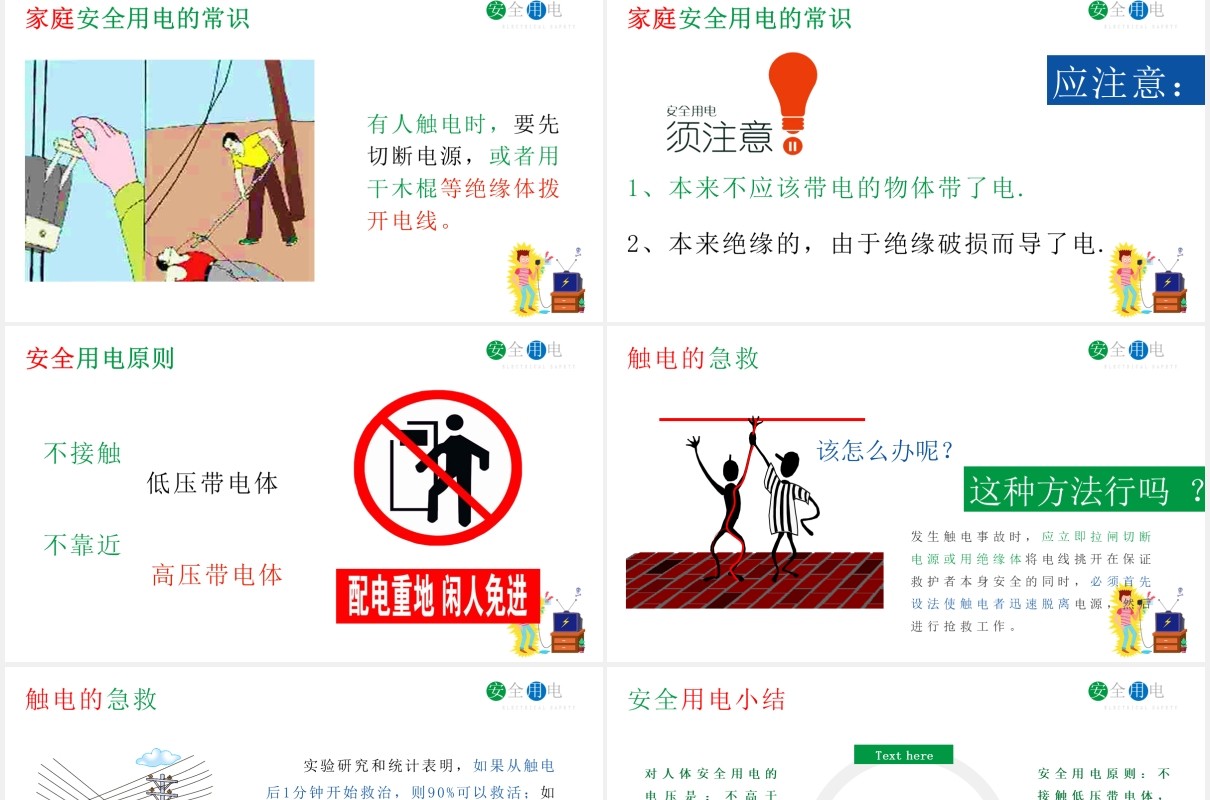 安全用电主题班会课件动态PPT模板