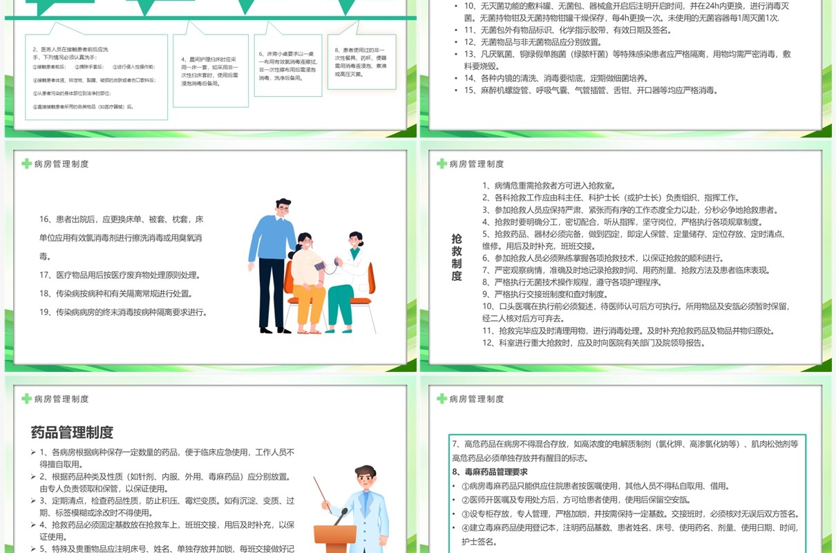 绿色简约风病房管理规章制度PPT模板
