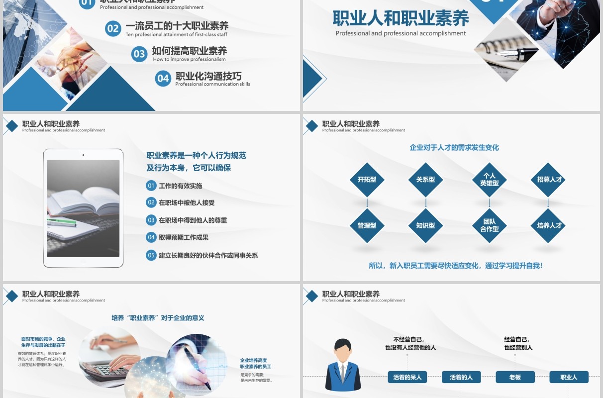简约优秀员工职业化素养提升PPT模板