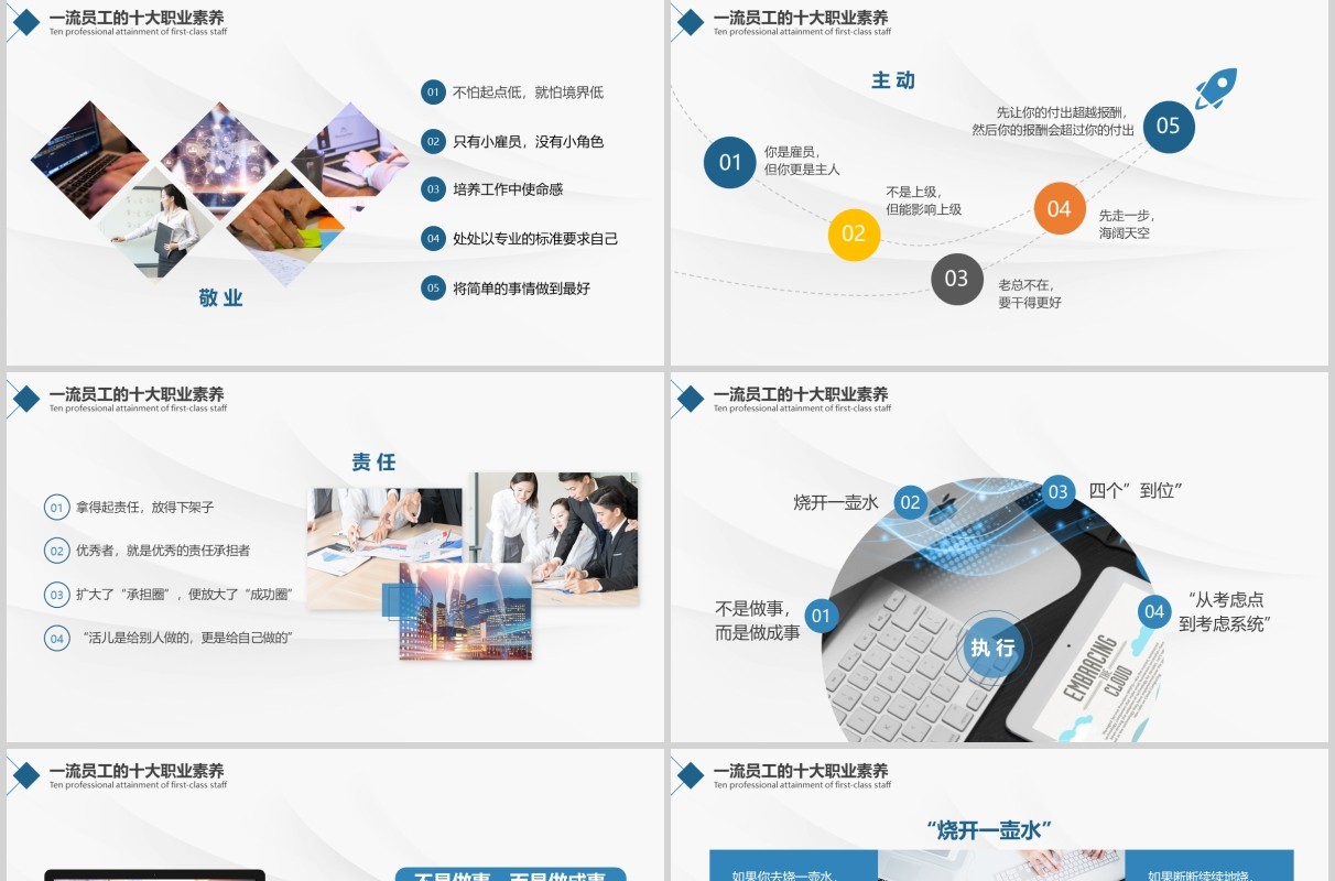 简约优秀员工职业化素养提升PPT模板