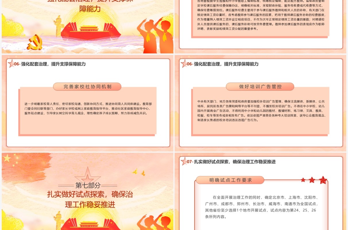 党政简约风关于进一步减轻义务教育阶段学生作业负担和校外培训负担的意见动态PPT模板