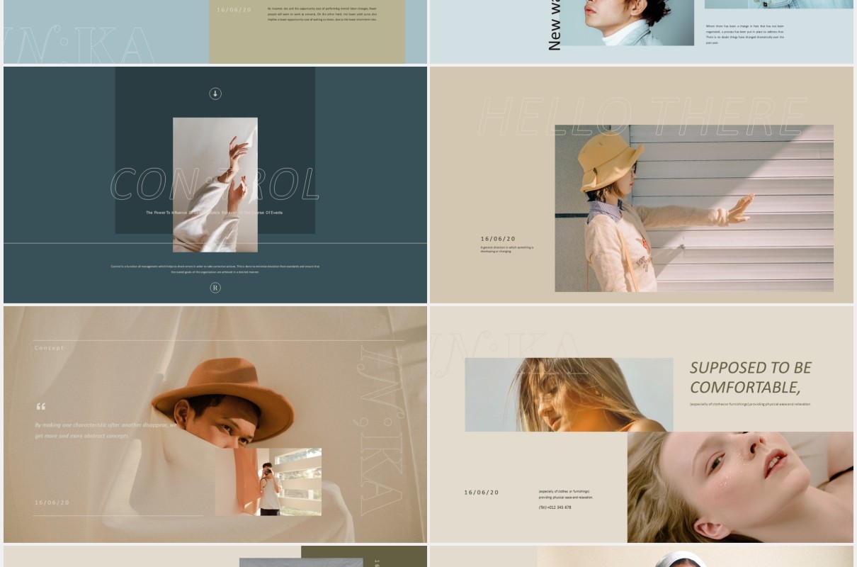 标志性的时尚时装画册展示宣传PPT模板iconic lookbook fashion powerpoint templates