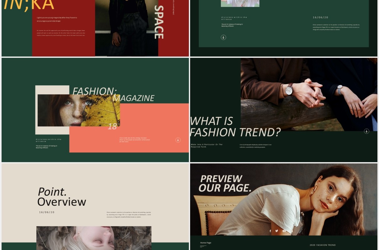 标志性的时尚时装画册展示宣传PPT模板iconic lookbook fashion powerpoint templates
