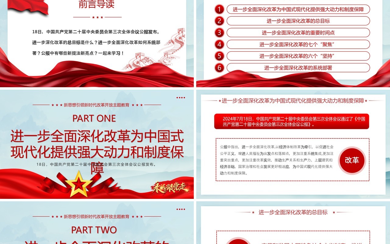 蓝色简约党的二十届三中全会有哪些新提法PPT模板