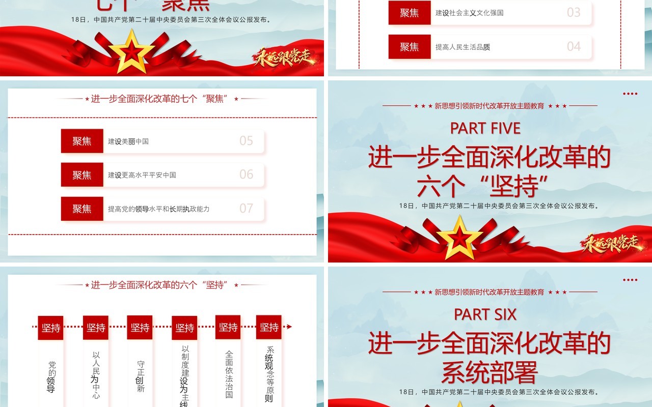 蓝色简约党的二十届三中全会有哪些新提法PPT模板