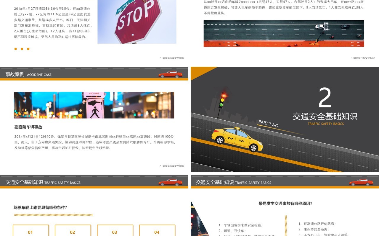 简约风驾驶员安全教育培训课件PPT模板