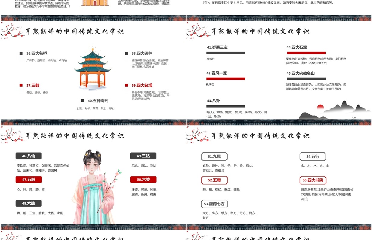 红色中国风中华传统文化瑰宝PPT模板