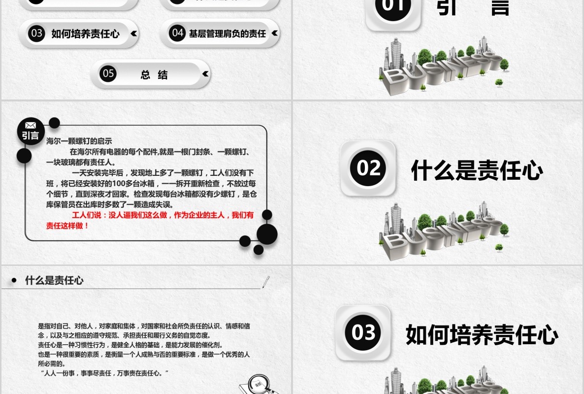 简约简洁企业员工责任心培训课件PPT模板