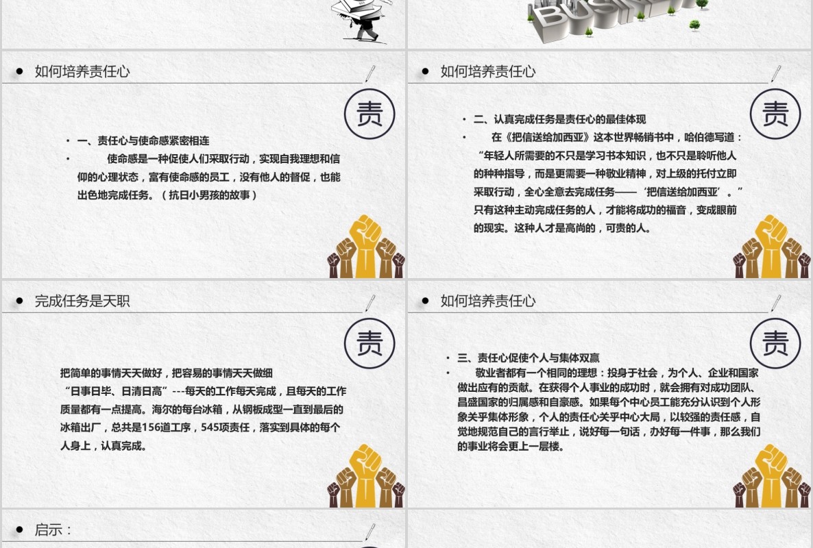 简约简洁企业员工责任心培训课件PPT模板