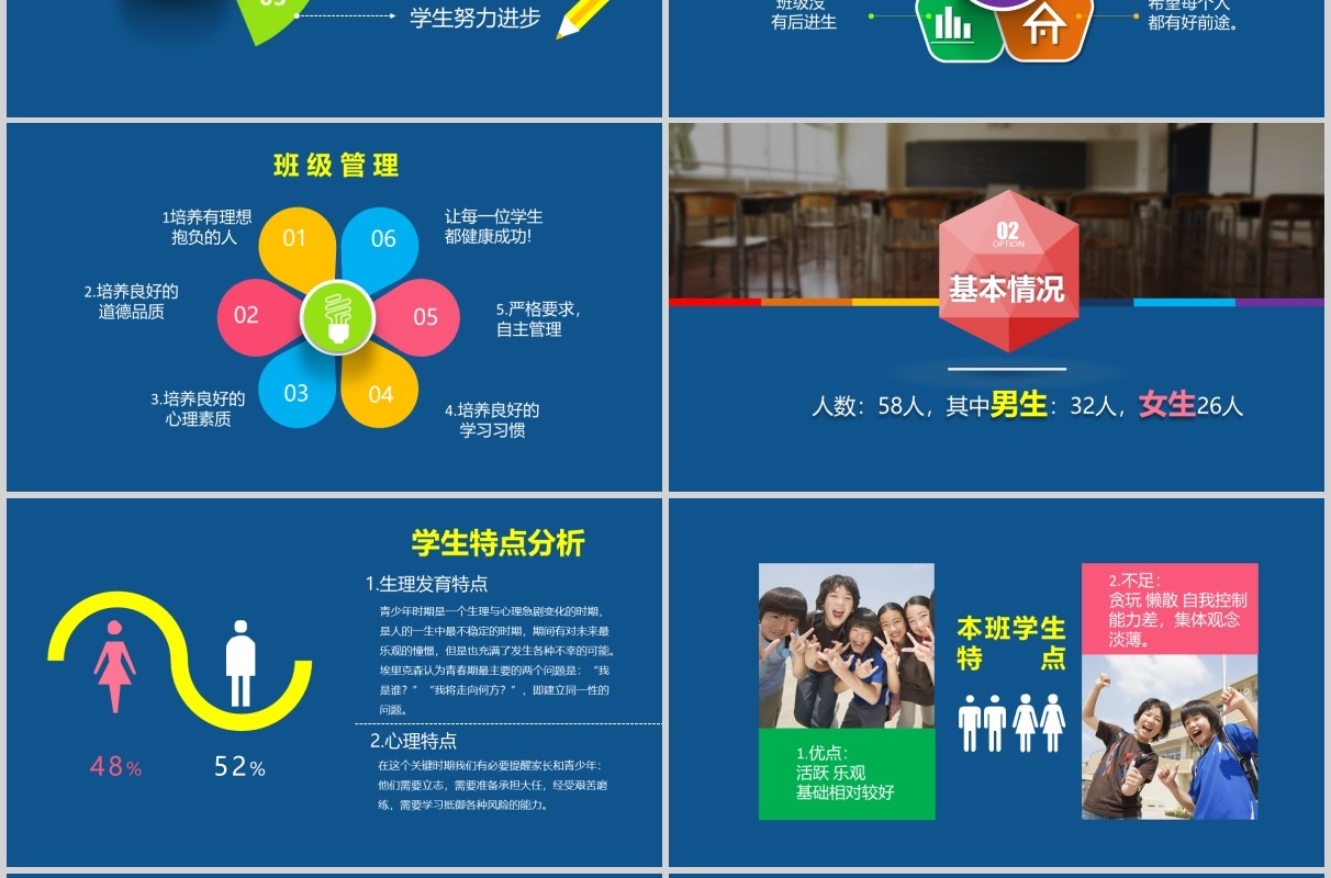 蓝色高中三年级家长会高考加油PPT模板