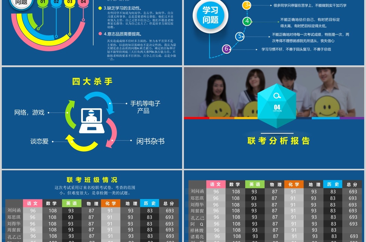 蓝色高中三年级家长会高考加油PPT模板