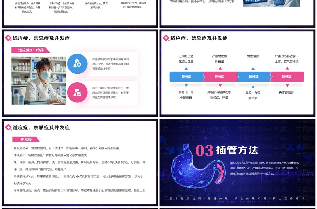 蓝色简约风胃肠减压的护理PPT模板