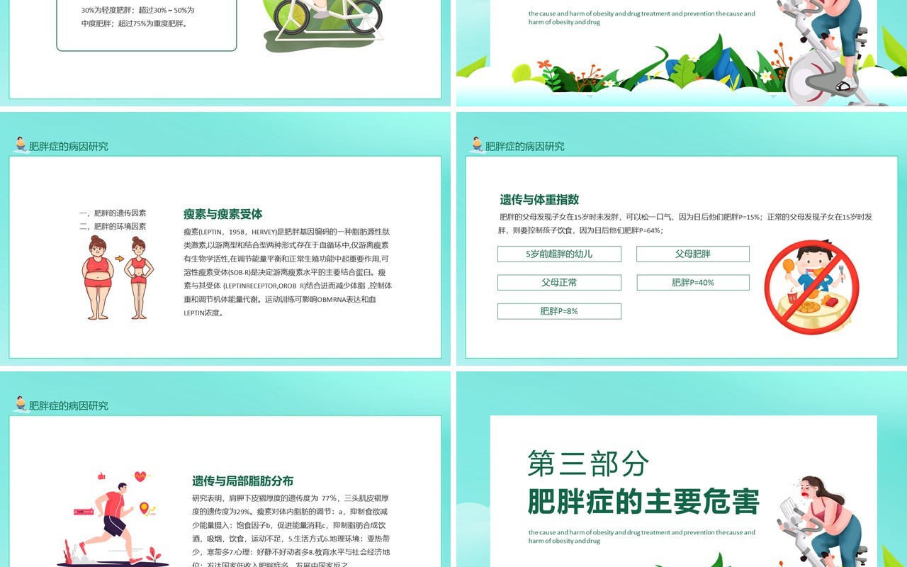 肥胖症的病因危害及药物治疗和预防动态PPT模板