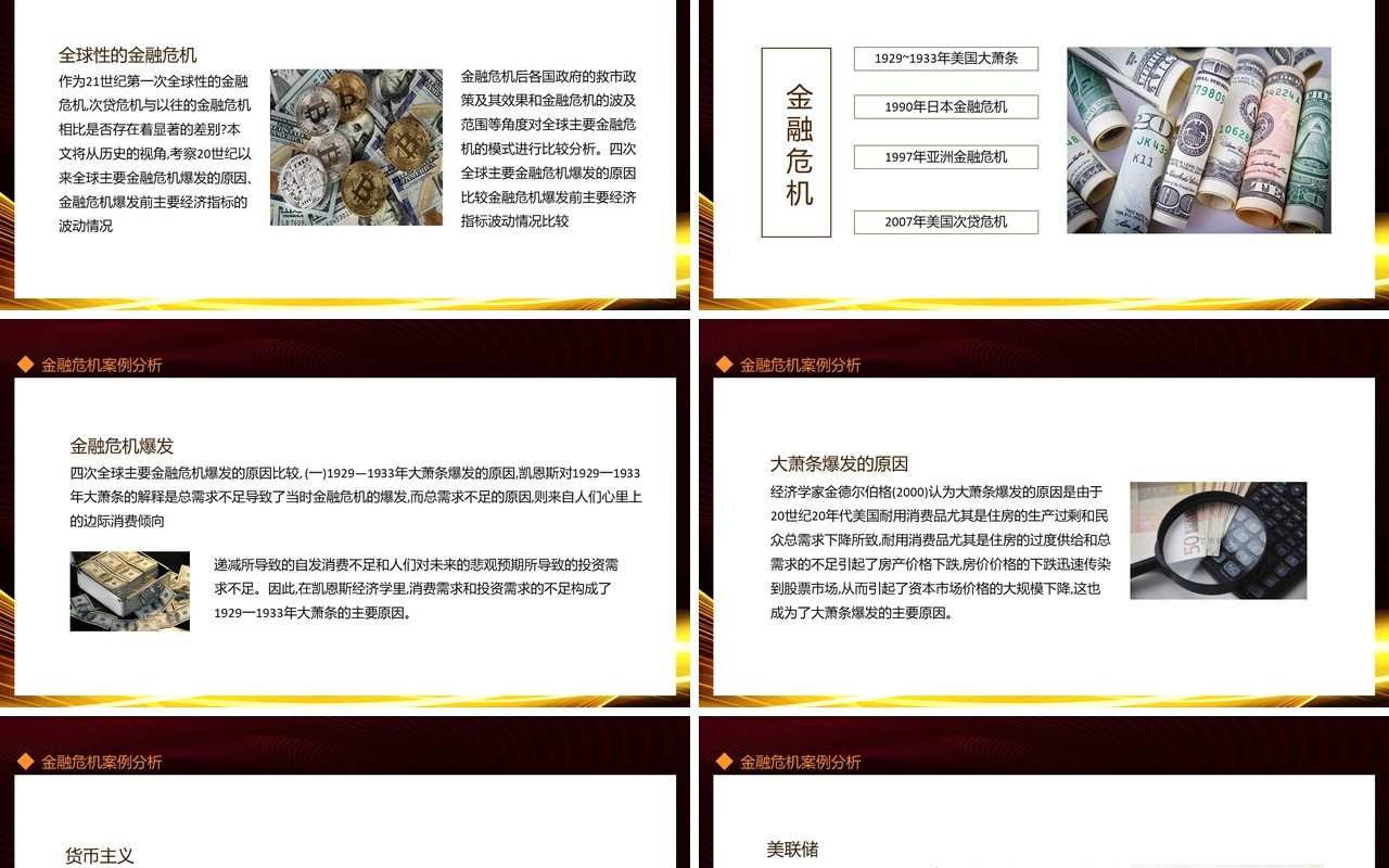 金融危机案例分析百年来全球主要金融危机模式比较动态PPT模板