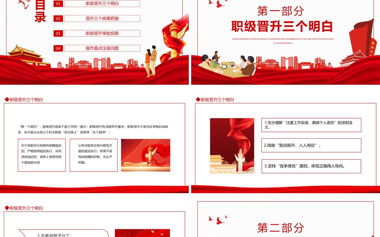 全市综合管理类公务员职级晋升动态PPT模板