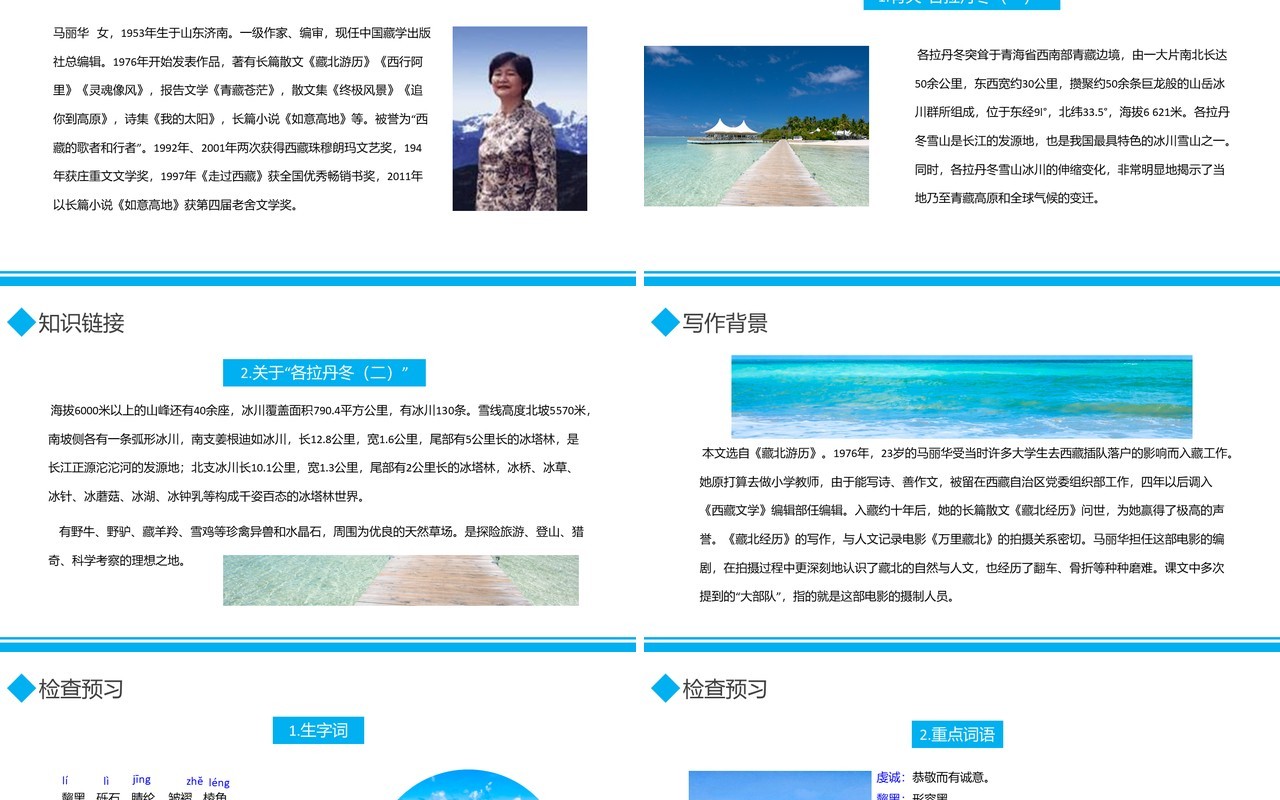 部编版八年级语文下册在长江源头各拉丹东课件PPT模板