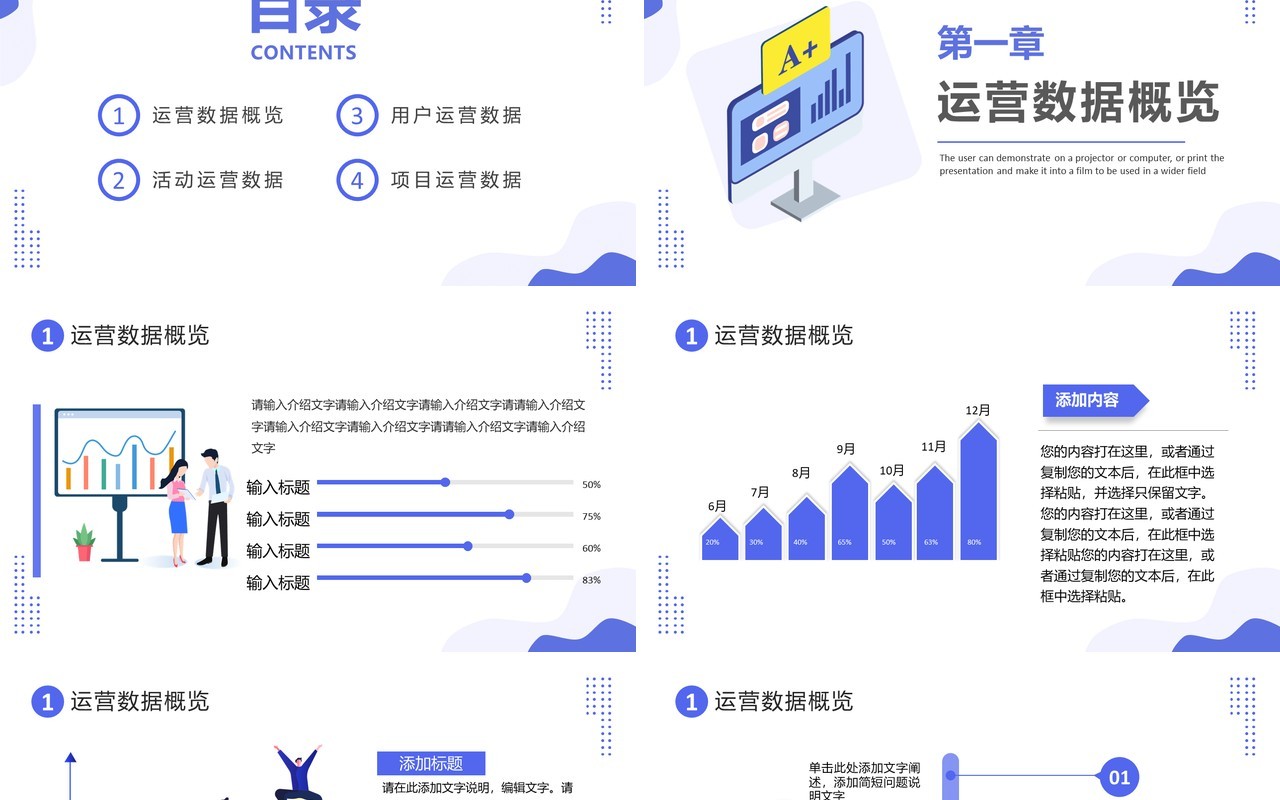 紫色简约扁平化电商运营数据分析PPT模板