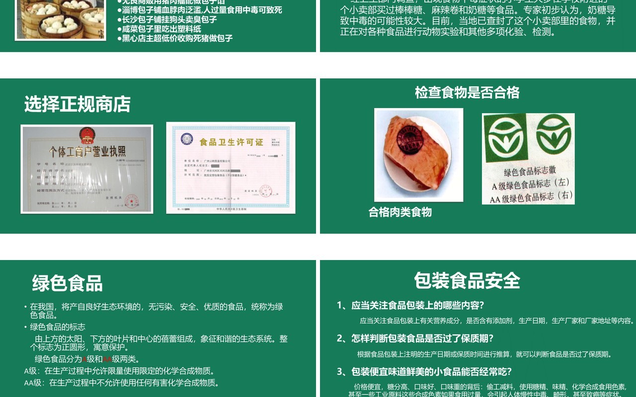 绿色中小学幼儿园校园食品安全主题班会PPT模板