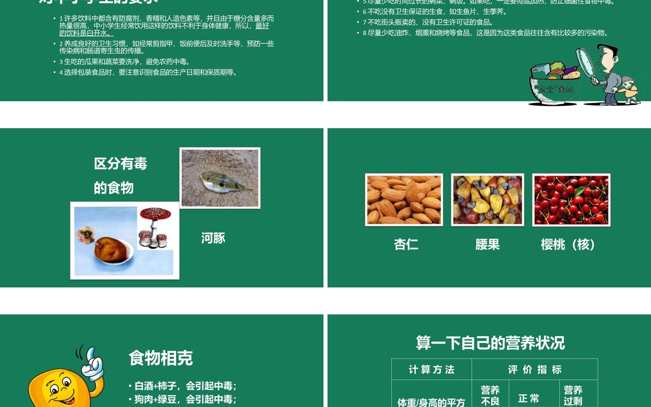 绿色中小学幼儿园校园食品安全主题班会PPT模板