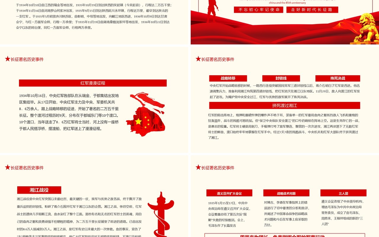 长征精神永放光芒热烈庆祝中国共产党建党100周年暨红军长征胜利85周年动态PPT模板