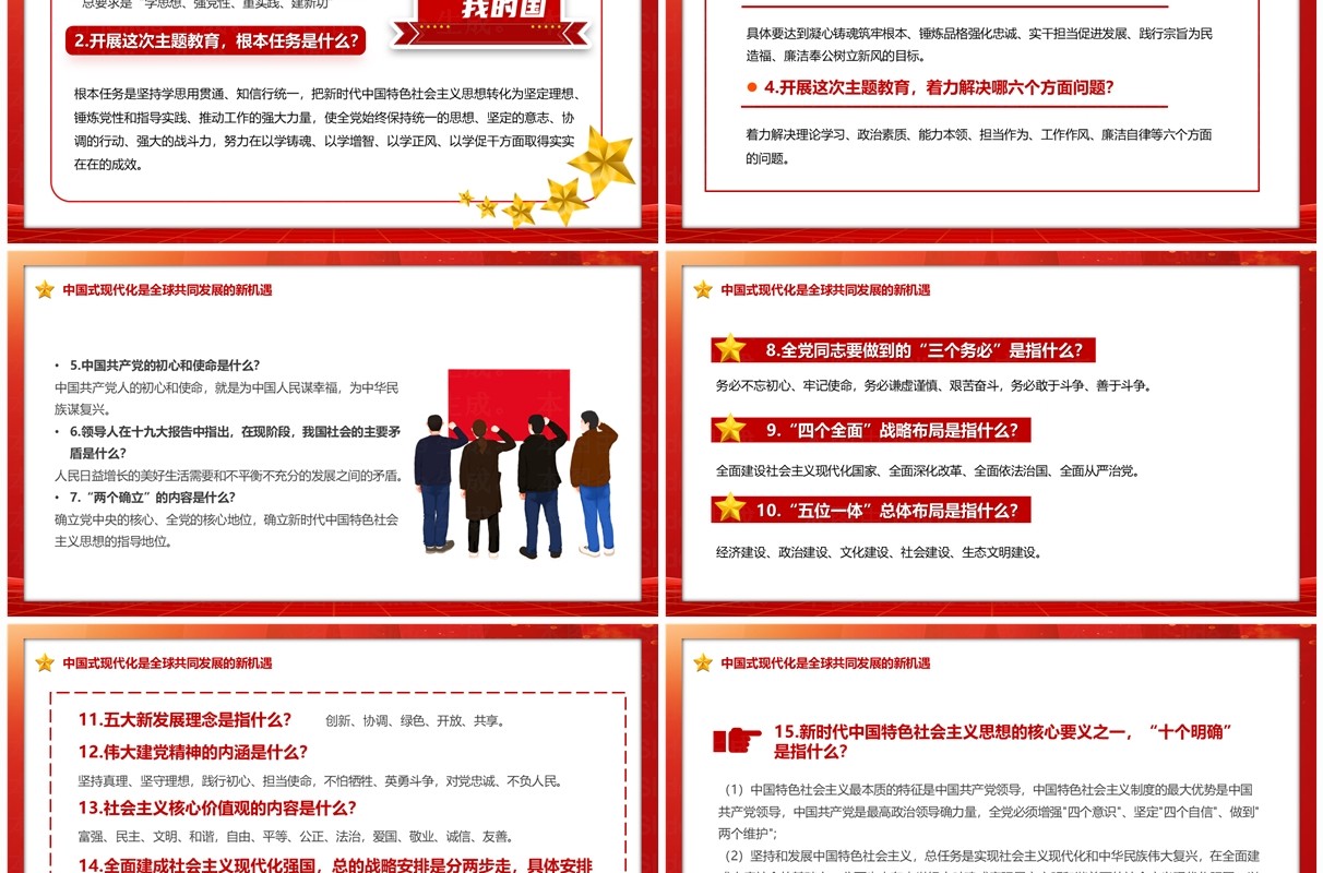 红色2023应知应会知识点汇总PPT模板