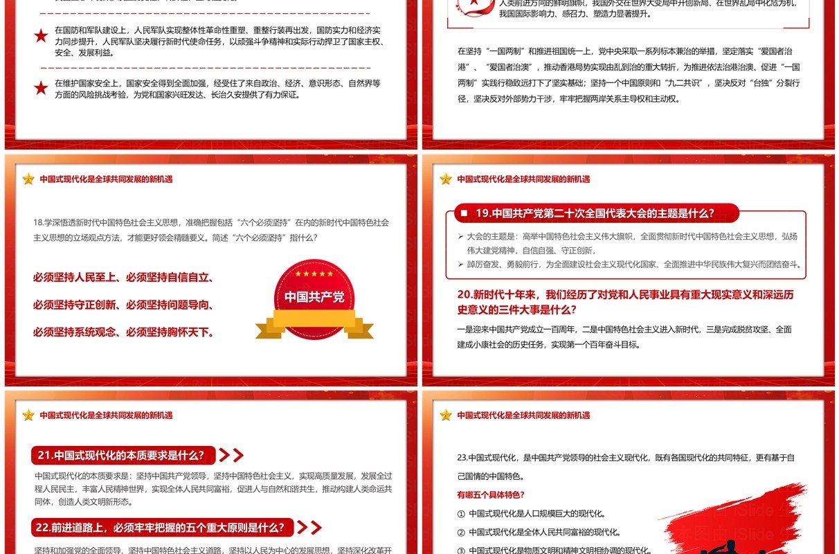 红色2023应知应会知识点汇总PPT模板