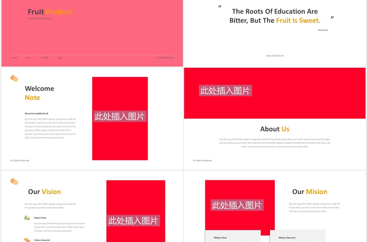水果店PPT图片排版设计模板Fruit Store Powerpoint Template