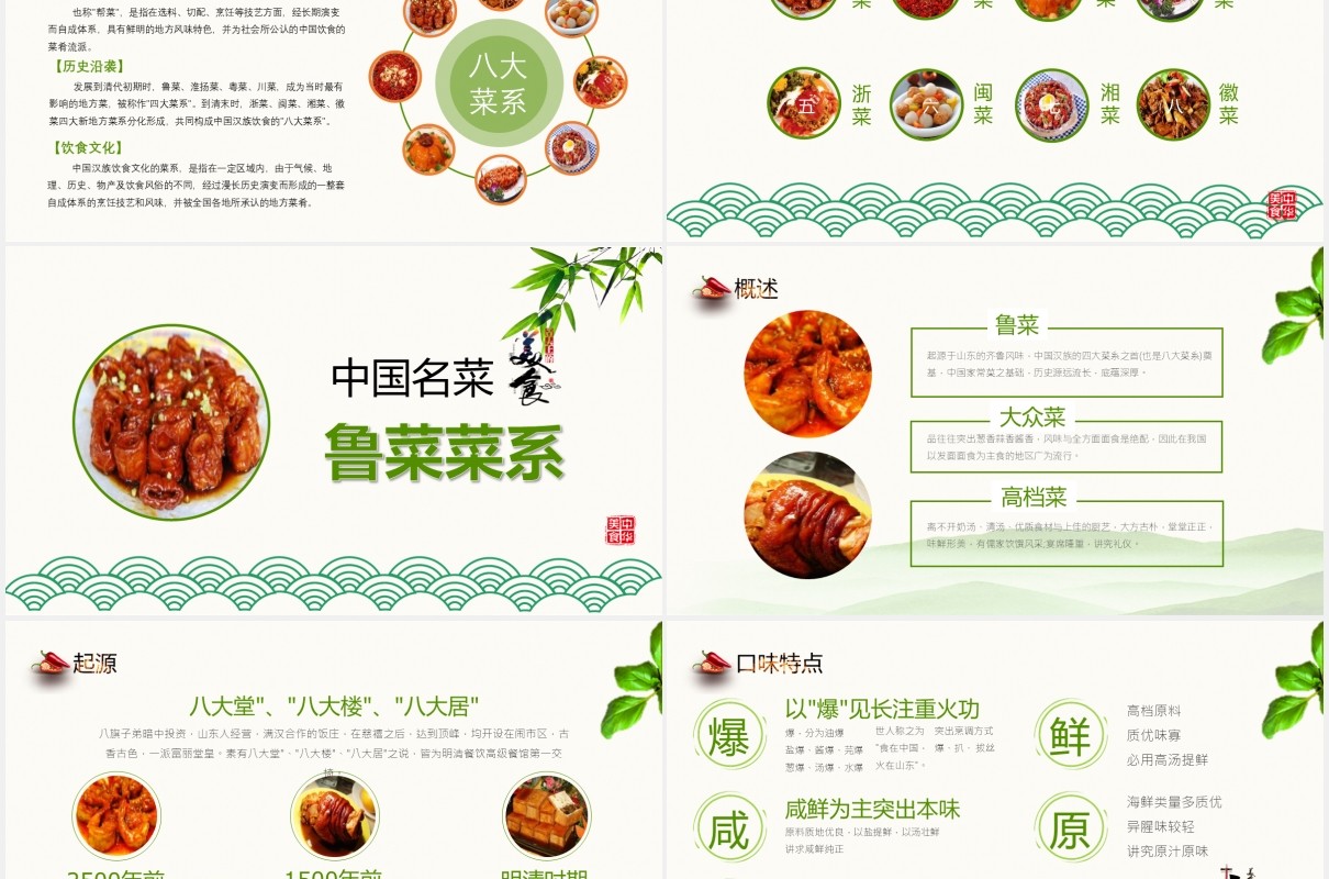 中国名菜八大菜系餐饮美食PPT模板