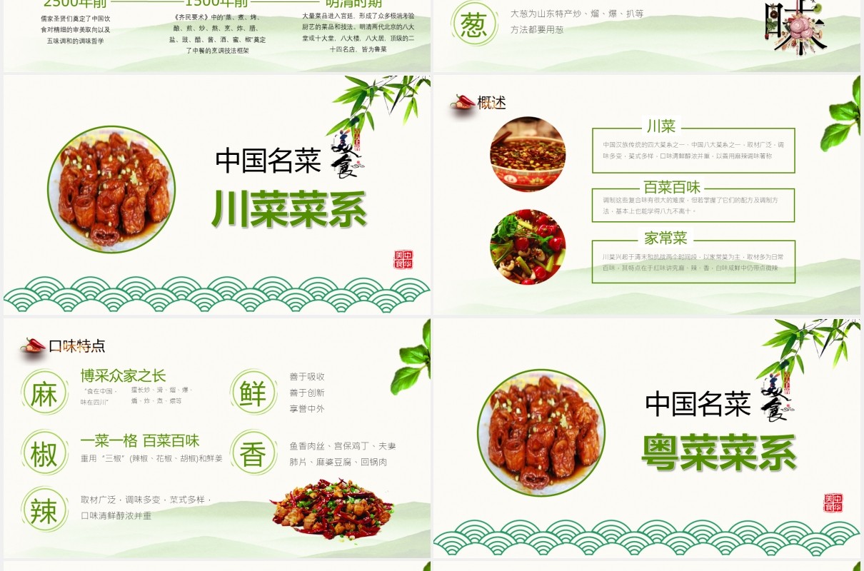 中国名菜八大菜系餐饮美食PPT模板