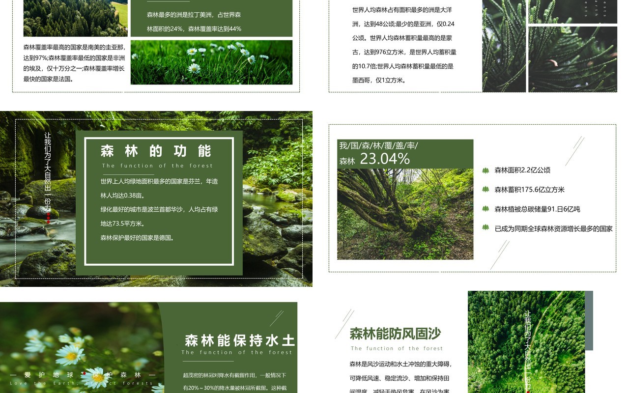 绿色简约风保护森林PPT模板